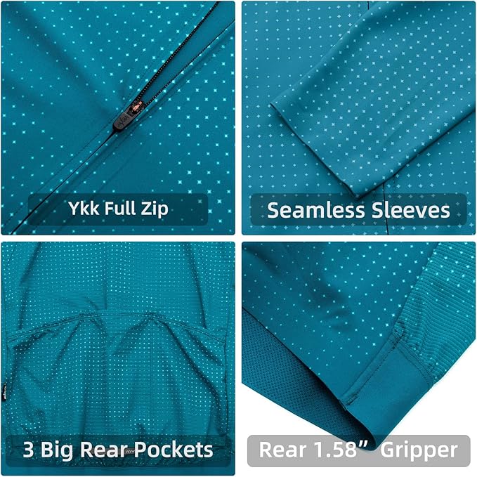 YKYWBIKE Cycling Jersey Men Long Sleeves Bike Jersey with Pockets Breathable MTB Biker Shirts Biking Shirts for Men Cycling