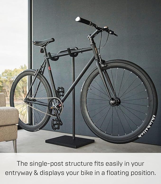 YAMAZAKI Home Tower Adjustable Bicycle Storage Stand – Slim, Anti-Slip Bike Rack For Home Or Entryway - Steel