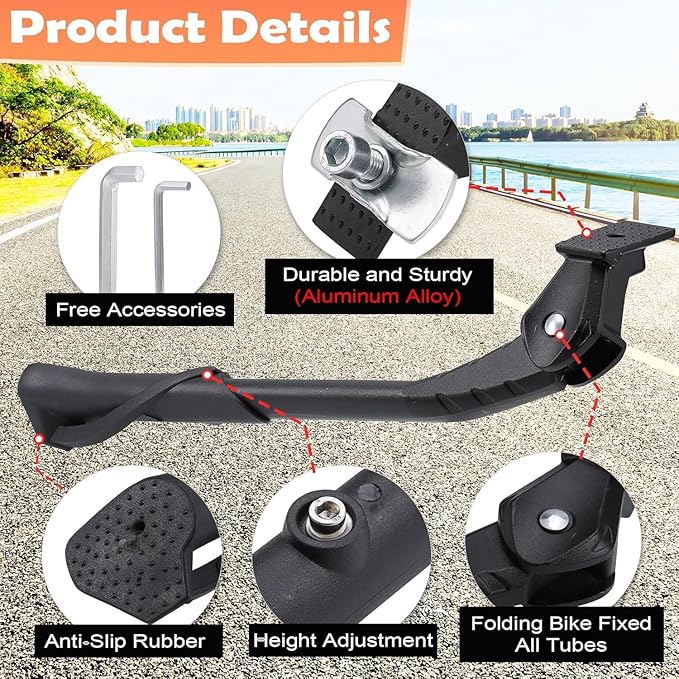 Bike Kickstand for Adult Bikes,Aluminum Alloy Bicycle Kickstand Adjustable for 24-29 Inch,Bicycle Kickstand for Mountain Bike, Trek Bike, Road Bike, City Bike,Non-Slip Sole (style-1)