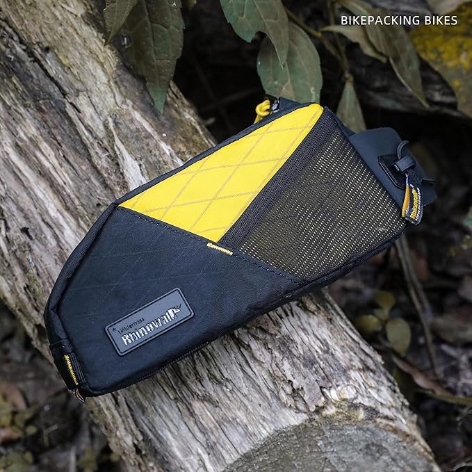 Top Tube Bike Bag Bicycle Frame Bag Front Bike PouchCycling Accessories Bike Pack for MTB,Road Bike,Gravel Two Mounting System (BLACK&YELLOW)