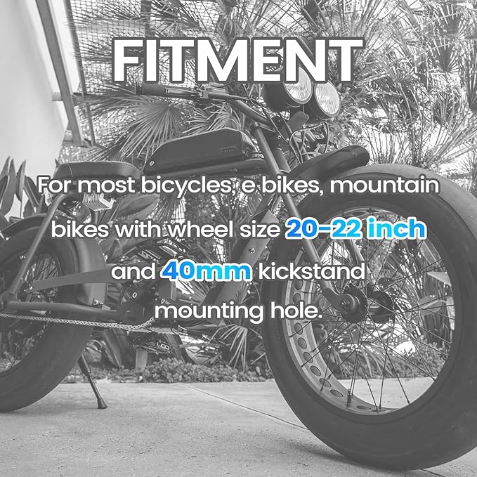Bike Kickstand with 40mm Mount Hole,Adjustable Aluminum Alloy Bicycle Side Kick Stand for 22-24 Inch Bicycles Ebikes Mountain Bikes