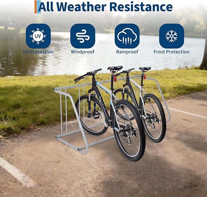 10 Bike Rack for Garage, Heavy Duty Steel Bicycle Rack Freestanding with Floor Mount Kit, Single-Sided Parking Stand for 10 Bicycles, Commercial Grade Bike Racks for Apartments & Schools, Black