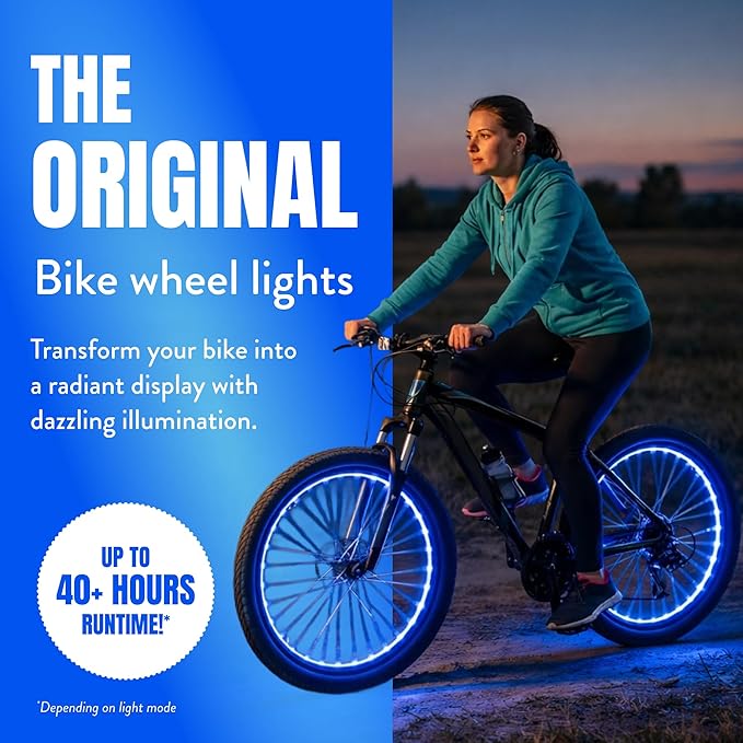 Activ Life 2-Tire Pack LED Bike Wheel Lights with Batteries Included, Get 100% Brighter and Visible from All Angles for Ultimate Safety and Style