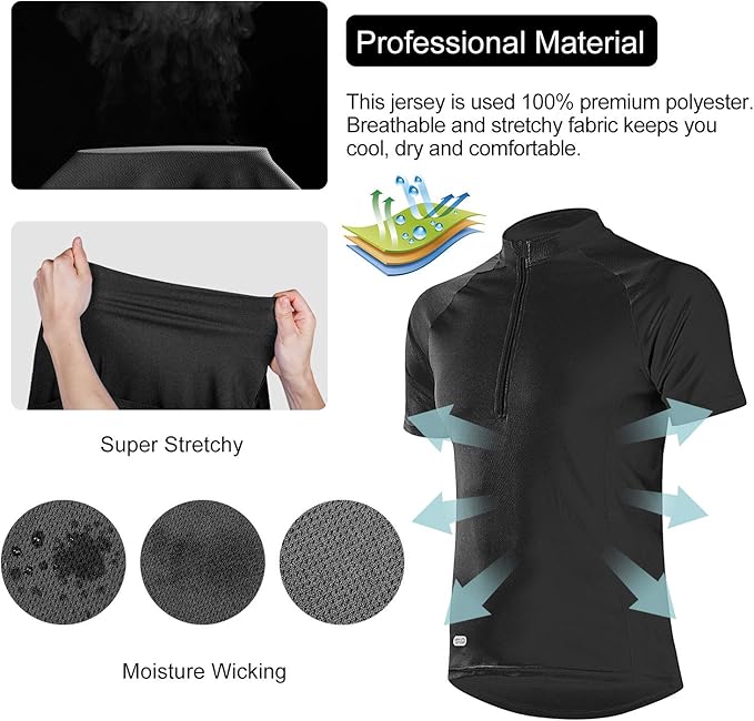 INBIKE Men's Cycling Jerseys Moisture Wicking Short Sleeve Quick Dry Bike Jersey Long Sleeve Running Tops Breathable