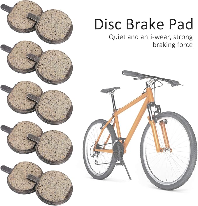 Bike Brake Pads, Bicycle Disc Resin Brakes Pad Semi Metal Smooth Braking Low Noise Cycling Pads Kit Mute Accessory KMJG019 fot Camping Outdoor Mountain Bicycles Electric Scooters 1.1*0.9*0.02in 5Pairs