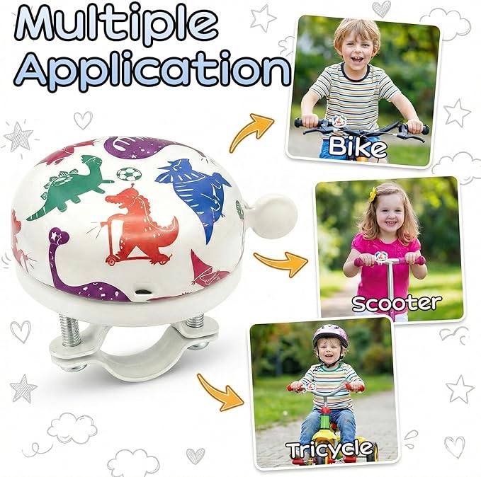 Bike Bell for Kids & Adults, Cute Bicycle Bell with Loud Crisp Sound, Cycling Accessory for Most Bikes, Durable Adjustable Size Easy to Install