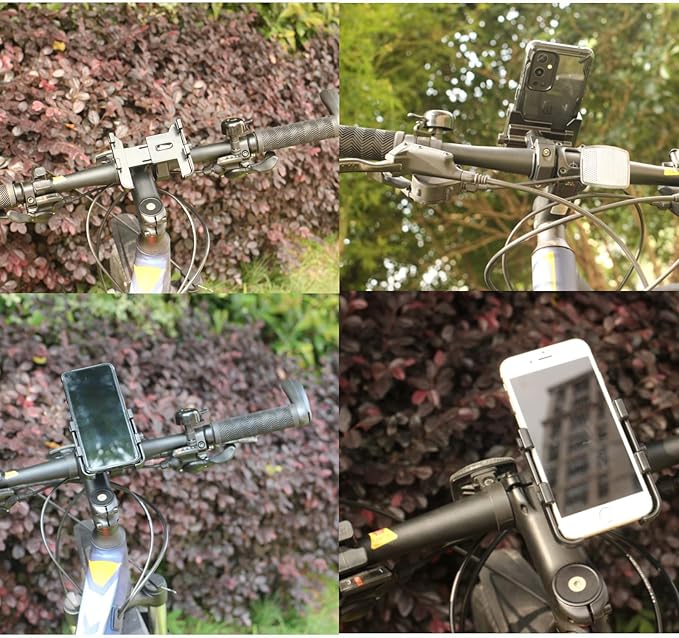 Aluminum Phone Holder for Bike, 360 Rotation, 4.5 to 7 Inch Smartphone, Motorcycle Handlebar Mount Clamp