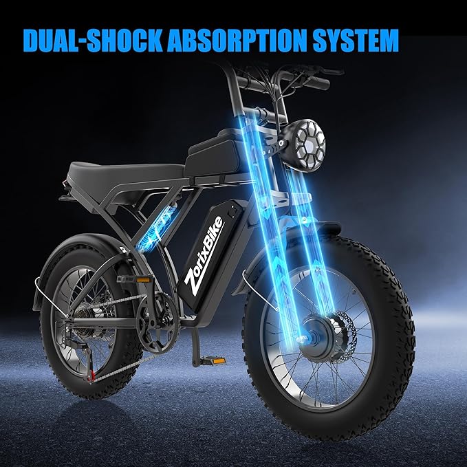 Retro Electric Bike for Adults,48V 20AH-1500/3000W Peak Motor Electric Bicycle-Max Speed 31-35MPH-Max 80 MI Range-20" x 4.0" Fat Tire Ebike,7-Speed, Dual Shock Absorber - UL 2849