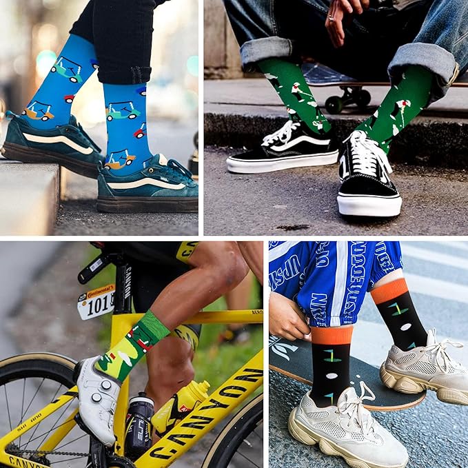 WeciBor Men's Dress Funny Crazy Colorful Novelty Combed Cotton Crew Socks 12 Pack - Size 7-10/10-13/13-15