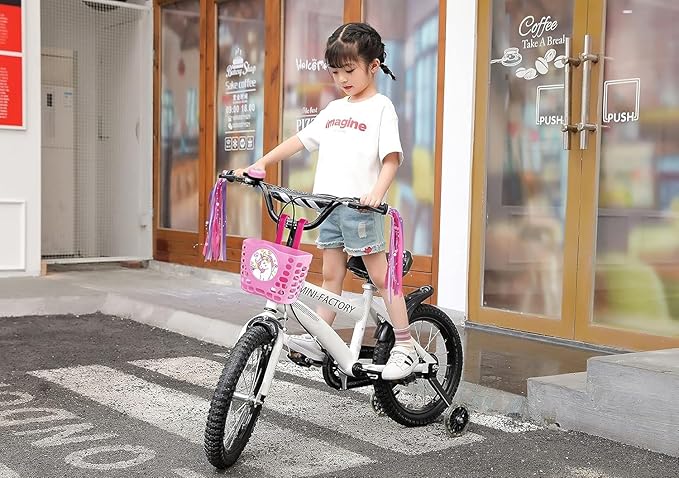 MINI-FACTORY Unicorn Kids Bike Bell and Streamers Set - Loud Clear Ringing Bicycle Bell & Colorful Tassel Ribbons - Easy Attach Accessories for Children’s Bikes, Scooters, and Girls’ Cycle Gifts