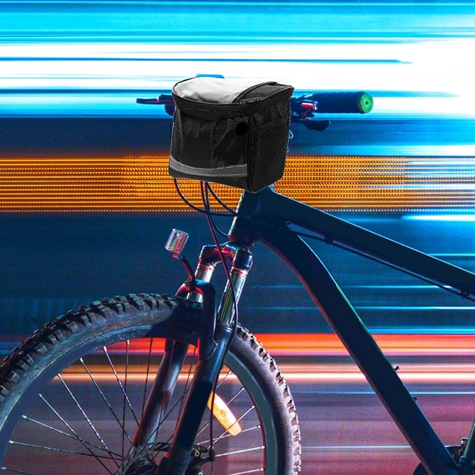 Bike Handlebar Bag Bicycle Top Tube Bag Portable Front Storage Pouch Black Universal Size for Cycling and Motorcycle Accessories