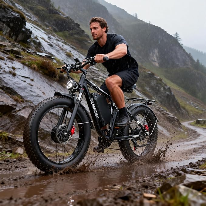 Peak-9000W-Dual-Motor-Electric-Bike for Adults, 52V 34AH Battery Up To 105 Miles, 42-46M PH Fast-Dual-Motor-Ebike,24"*4" Full-Suspension-Women-Men-Fat-Tire-Electric-Bicycle for Mountain Snow Off-Road