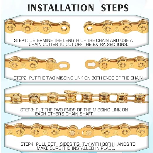BUCKLOS 6/7/8/9/10/11/12 Speed Bike Chain, High Performance Lightweight Bicycle Chains for Road Bike/Mountain Bike/Ebike,Compatible with Shimano, SRAM, Campagnolo Silver/Gold