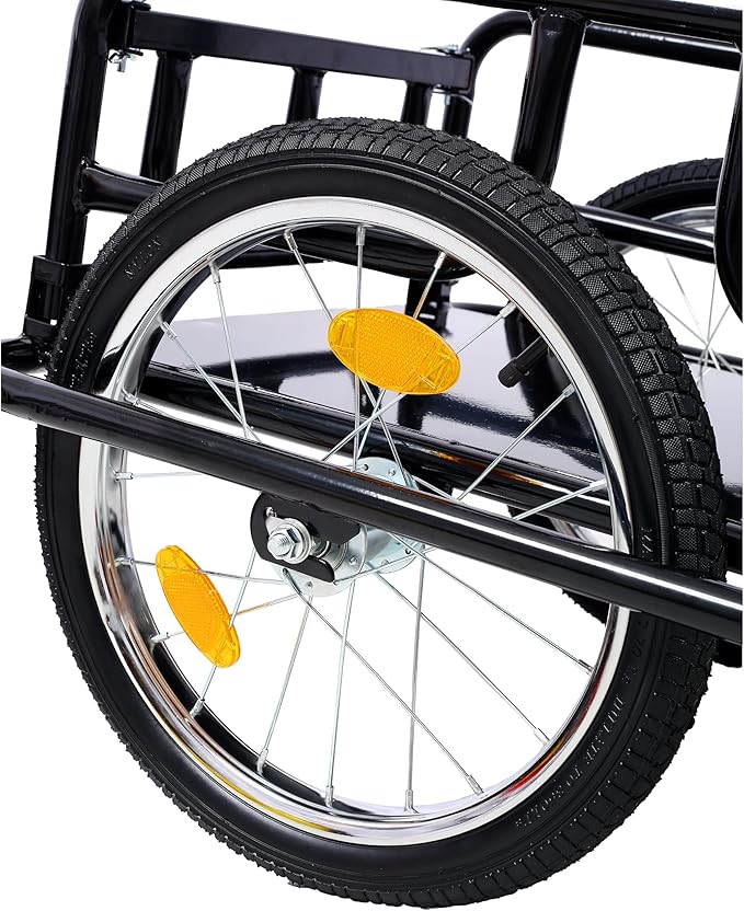 Bike Cargo Trailer, Bicycle Trailer, 110 Lbs Load Capacity, Heavy-Duty Bike Trailer Storage Cart, Foldable Compact Storage with Universal Bike Hitch, 16" Wheels & Reflectors for Camping