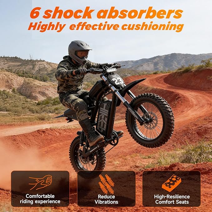 Electric Bike for Adults, 1500W-3000W Peak Ebike with Full Suspension, 20" x 4.0 Fat Tire Retro Scrambler Moped Style, 48V/52V Long Range All-Terrain Electric Bicycle, UL 2849 Certified