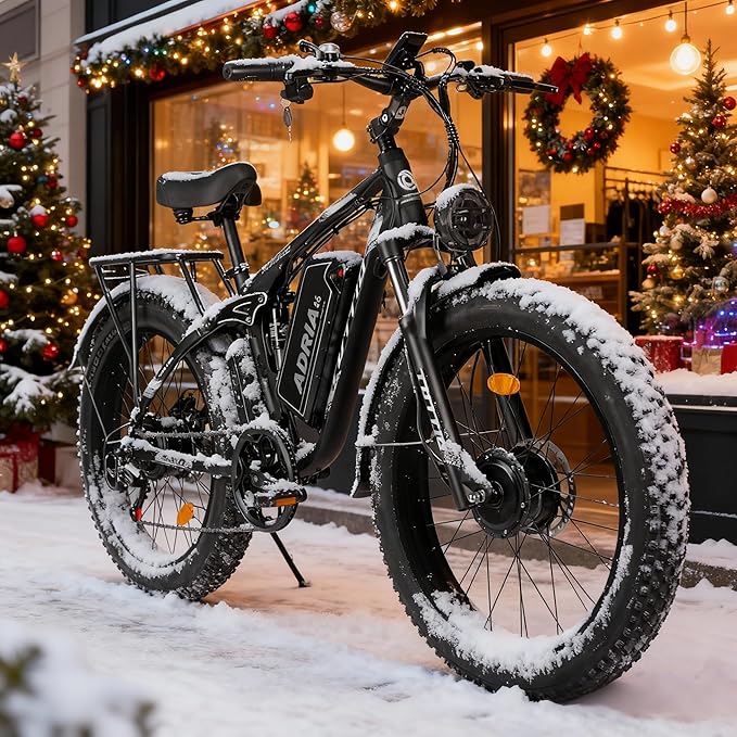 Tuttio Adria26 5000W/6000W Dual-Motor Ebike,40-46MPH Electric- Bike for Adults, 26 * 4" Fat Tire Electric Bicycle, 52V 25AH E-Bike Full Suspension Electric Dirt Bike for Off-Road Mountain Hunting