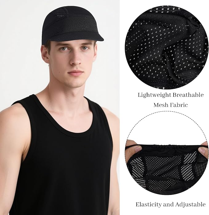 3Pcs Cycling Cap for Men Women Cooling Skull Cap Under Helmet Liner with Sun Visor for Summer Running Bike Outdoor Sports Multi