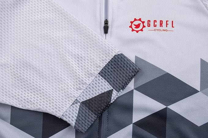 GCRFL Men's Cycling Jersey Short Sleeve Biking Shirt with 3 Rear Pockets + Zipper Pocket Breathable Quick Dry Bicycle Jersey