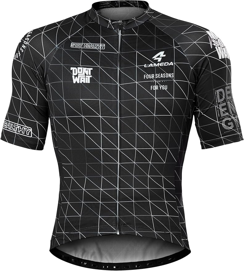 LAMEDA Men's Cycling Jersey Breathable Lightweight Bike Jersey for Men Cycling Short Sleeve Elastic Road Bike Shirt