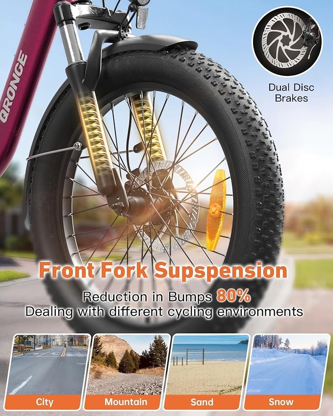 Electric Bike, 1000W Peak Folding Electric Bike, 486Wh 70 Miles Range Ebike, Waterproof Removable Battery, 7 Speed, 25 MPH Max, 20" Step-Thru Bicycle with Front Basket