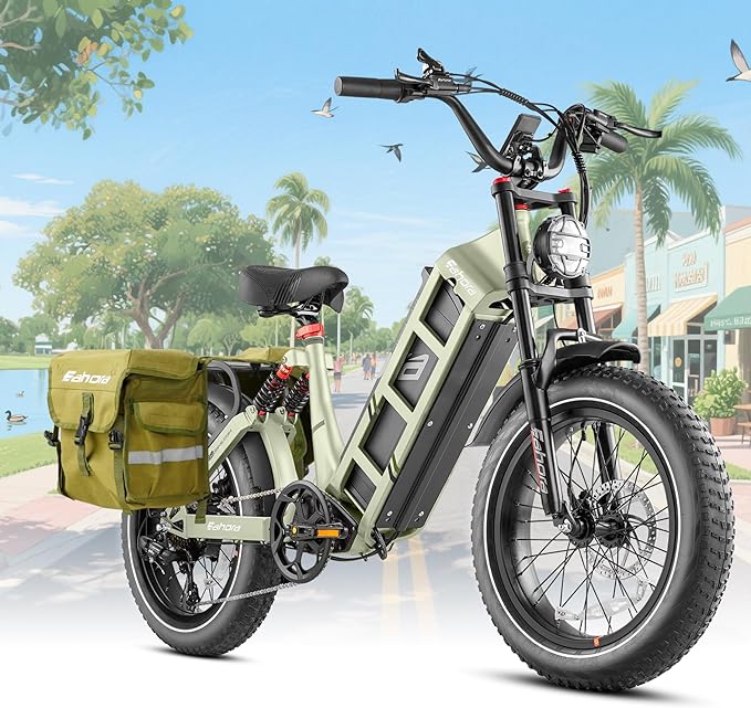 eAhora Juliet Pro 2 Electric Bike for Adult, Dual Motor | 5200W/1200W | 43/31 Mph | 70Ah/60Ah 200 Miles Long Range | 20" Fat Tire | for Commute | Delivery | Women
