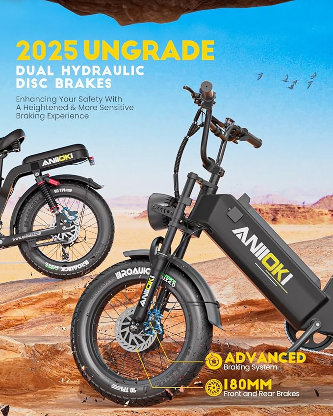 ANIIOKI Electric Bike for Adults,70Ah Removable Battery,200+ Miles Long Range,7-Gear Speed All-Terrain E-Bike