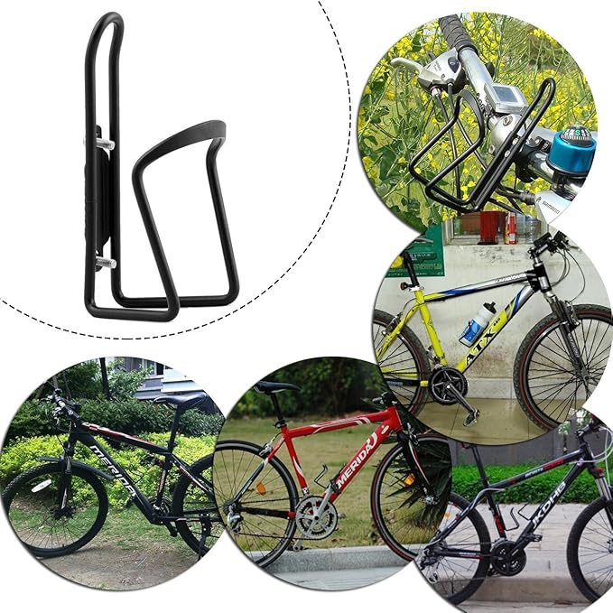 FiveBox Bike Biking Water Bottle Cage, 2Pack Cycling Bicycle Water Bottle Cage Holder Bracket for Mountain Bike MTB Road Bike, Bike Accessories, Made of Lightweight Aluminum Alloy (Black)