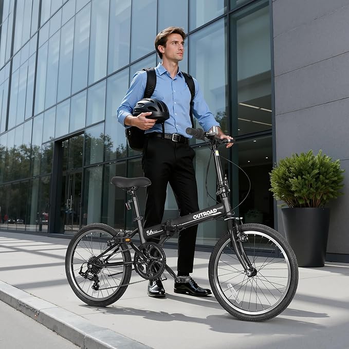 20 inch Folding Bike, 7-Speed Lightweight Foldable Bicycle,Compact Commuter City Bike with Adjustable Stem&Seat,Portable Collapsible Bike for Adults/Men/Women,White,Pink,Black,Blue
