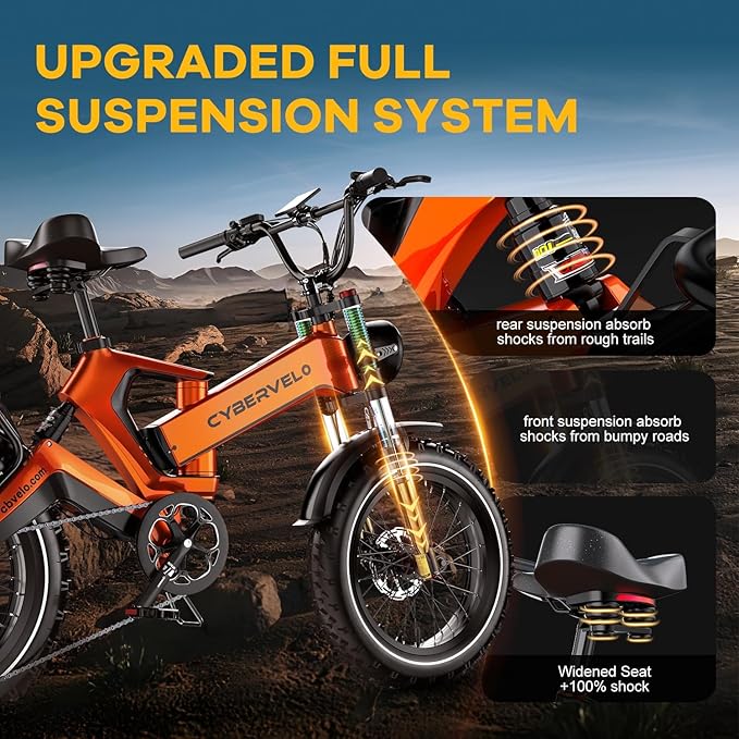 1000W(Peak 2000W) Folding Electric Bike for Adults,up to 35MPH 100Mile,48V 25Ah Removable Battery,20" x 4.0 Fat Tire Foldable Electric Bicycle,8-Speed Electric Mountain E-Bike,Commuter Ebikes