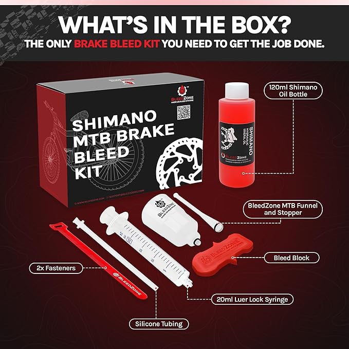 BleedZone Shimano Brake Bleed Kit with Mineral Oil - Hydraulic Brake Bleed Kit for Shimano Disc Brakes, Bike Brake Bleeder Kit, MTB Brake Bleed Kit, and Mineral Oil Brake Maintenance