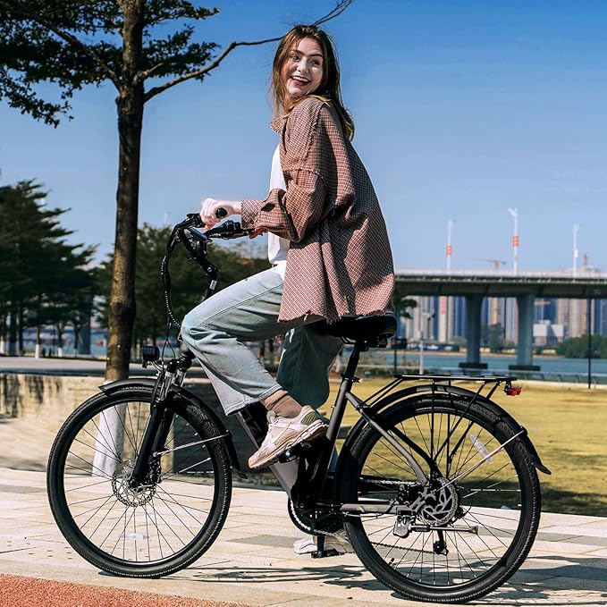 Electric Bike for Adults, 1000W Peak Motor, 60 Miles 22Mph Electric Bike, 26" Commuter E Bikes with 48V 10.4Ah Removable Battery, Step-Thru Ebike, Adjustable Stem, 7-Speed & Front Suspension