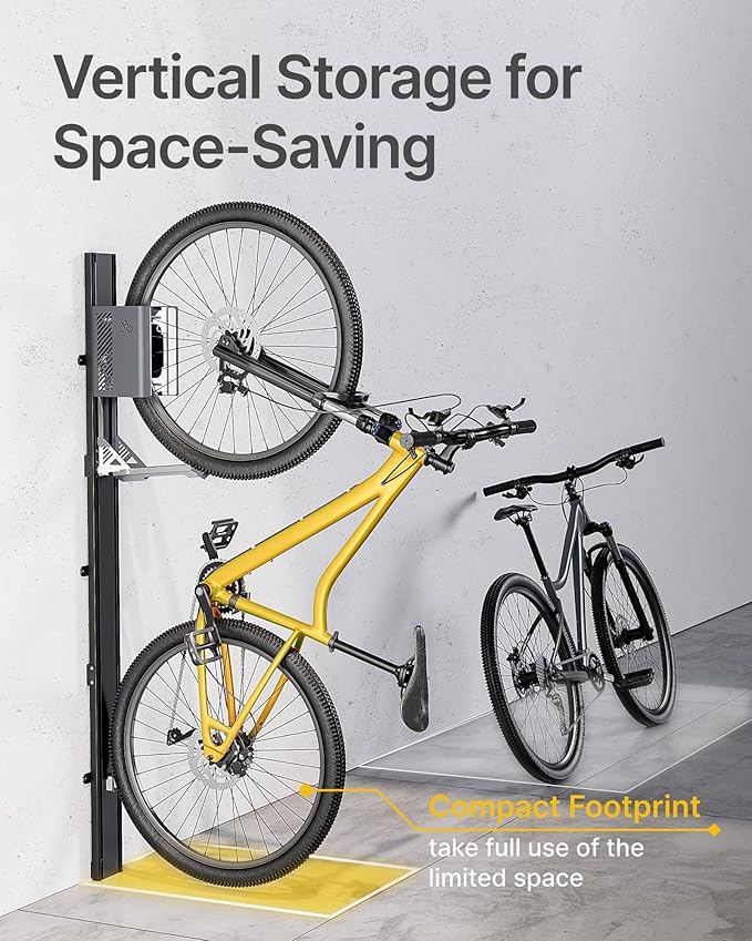 monTEK Automatic Lift Bike Rack – Fits 24-29" Tires, Heavy-Duty Vertical Wall Rack for Bicycles (Up to 71 lbs) - Effortless Lifting, Easy Install - Space-Saving Storage for Garage, Shed, BG