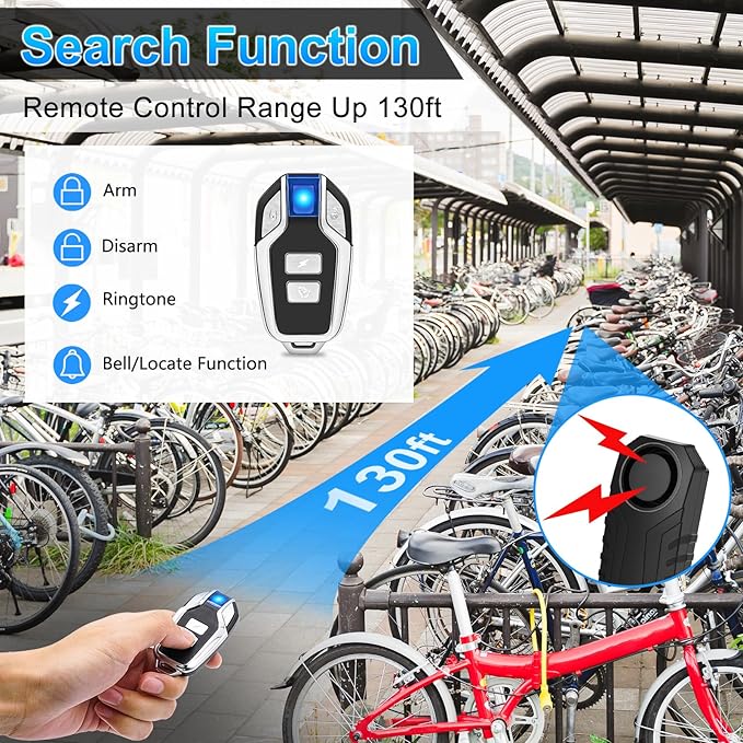 10PK Bike Alarm for Ebikes,Electric Scooter Alarm, Bike Alarm with Remote, Motorcycle Alarm Anti-Theft Vibration Motion Sensor Security Alarm System 113dB Loud IP65 Waterproof SOS Function