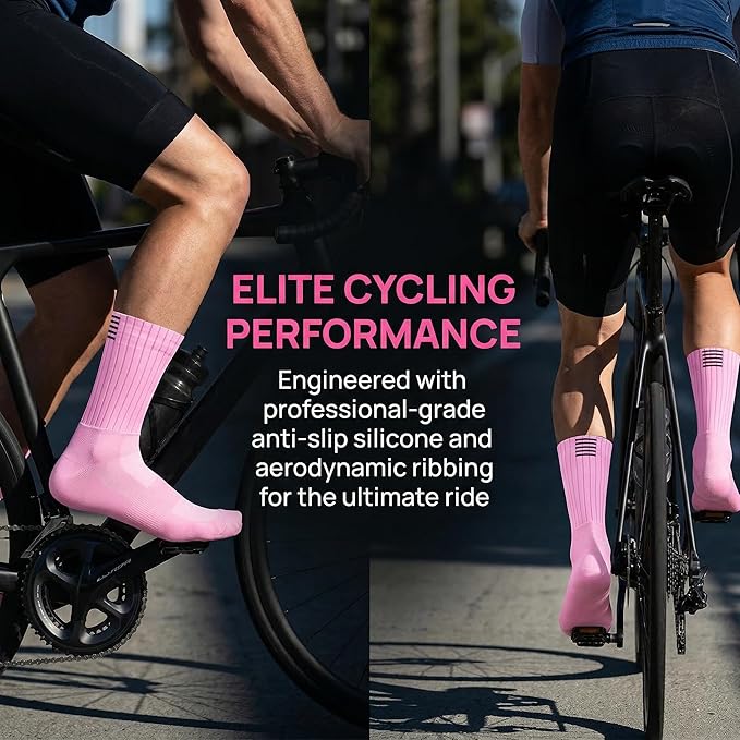 Cycling Socks for Men & Women - 3D Arch Support Compression Bike Socks | Moisture Wicking & Breathable