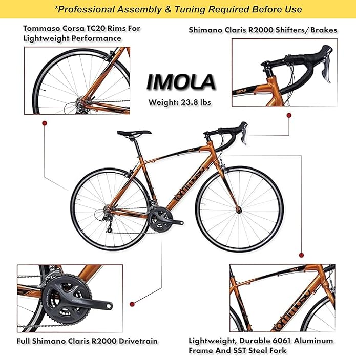 Tommaso Imola - Sport Bike Performance Aluminum Road Bike, Shimano Claris 24 Speeds Road Bicycle Men Road Bikes for Mens