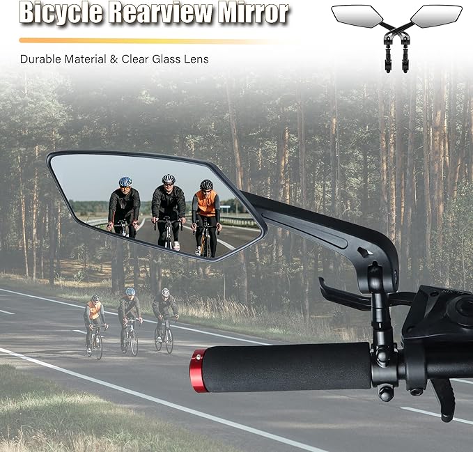 Handlebar Bike Mirror, HD Blast-Resistant, Adjustable Rotatable Rearview Bicycle Mirror (2PCS) (Fan)