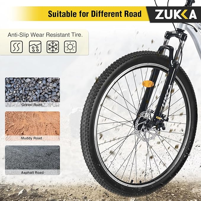 ZUKKA Bike Tire 20/24/26/27.5/29 x 2.125 Bike Tire 2 Pack Mountain Bike Tire Folding Replacement Tire for MTB Mountain Bike, Kids