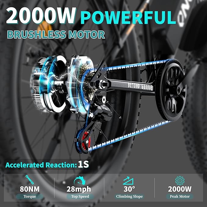 Electric Bike for Adults, 26" Commuter Ebikes, 2000W Peak Motor - 48V 15Ah Fast Mountain Bike, 7-Speed Gears, 28MPH & 60 Miles Long Range, Lockable Suspension Fork, Lightweight Mountain Bicycles