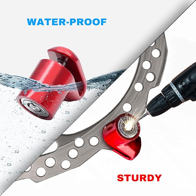 Disc Brake Lock for Motorcycle Accessories Heavy Duty Bike Bicycle Anti Theft Lock Compact Electric Scooter Ebike Powersports Wheel Hover Disc Locks (Red)
