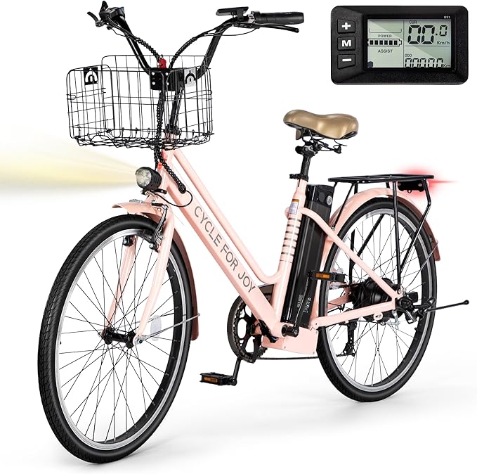 Electric Bike for Adults, 1000W Peak 70Miles + 20MPH Step Thru Electric Bike, Commuter E-Bike with Removable Battery, Dual Brake(Lockable), Detachable Foldable Basket(TUV & UL2849)