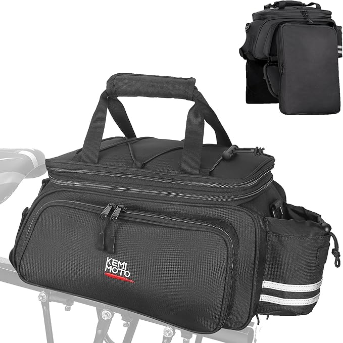 KEMIMOTO Bike Rear Rack Bag Bicycle Trunk Bag Expandable 10-20L Capacity Water Resistant Multifunctional Bicycle Pannier with Rain Cover Bike Saddle Bag for Rear Rack Shopping Commuter Cycling Trip