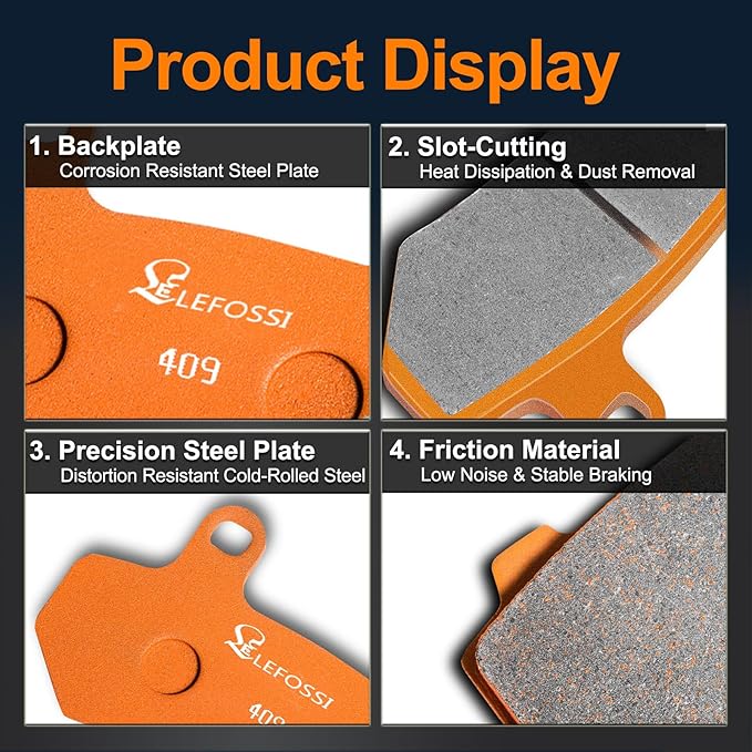 Front and Rear Brake Pads Compatible with for can am Spyder RS RS-S RT RT-S ST F3 F3-S F3-T 2008 2009 2010 2011 2012 Carbon Fiber Brake Pads Replacement Kits Sets FA474F FA473R