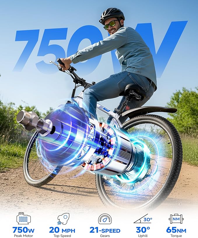 Electric Bike for Adults & Teens - 350W 26" Victor Ebike - 21-Speed, 20Mph Up to 40Miles with Dual Disc Brakes, Commuter E-MTB for Men Women | UL 2849 Certified