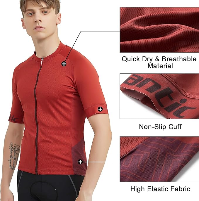 Santic Men’s Cycling Jersey Short Sleeve Bike Shirts for Men Bicycle Jacket with Pockets Breathable & Quick Dry Yorkson