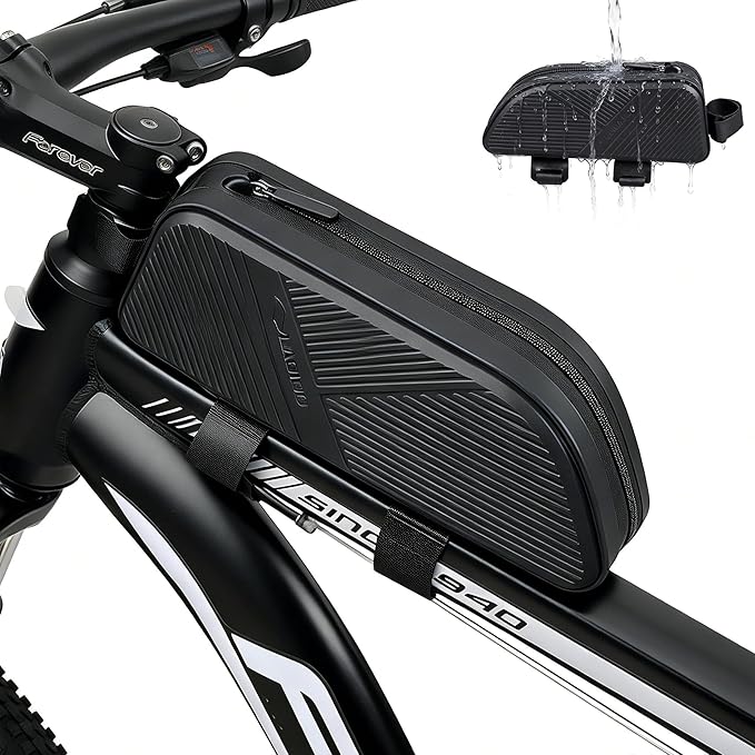 Waterproof Top Tube Bike Bag for Mountain Bikes, Large Capacity Front Triangle Storage Pouch with Reflective Stripes, Protect Your Phone, Money and Other Valuable Items