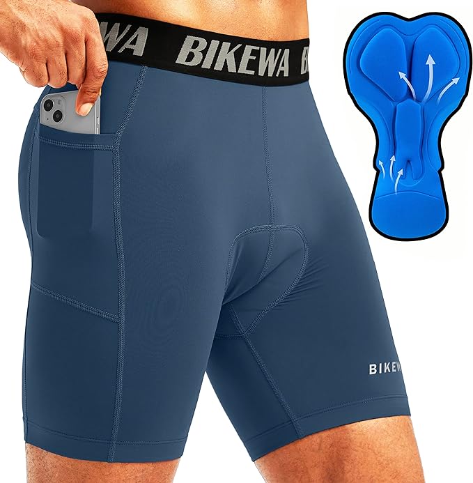 Men's 4D Padded Bike Shorts Cycling Underwear Biking Bicycle Padding Shorts for Men Side Pockets