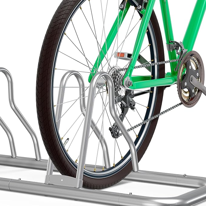 Simple Houseware 2 Bike Bicycle Floor Parking Adjustable Storage Stand, Silver