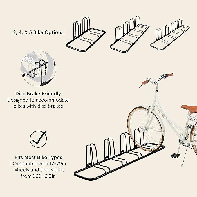 Retrospec Stash Rack 2, 4 & 5 Bike Floor Stand Bicycle Storage Organizer for Mountain Bike, Road Bike, Weather Resistant Fine Powder Steel Coating Fits Wheels up to 3" | for Mountain Bike, Road Bike, Weather Resistant, Fits Wheels up to 3"