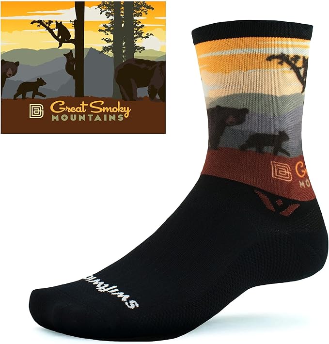 Swiftwick VISION IMPRESSION Crew, National Parks/States Edition, Running, Hiking and Cycling Socks