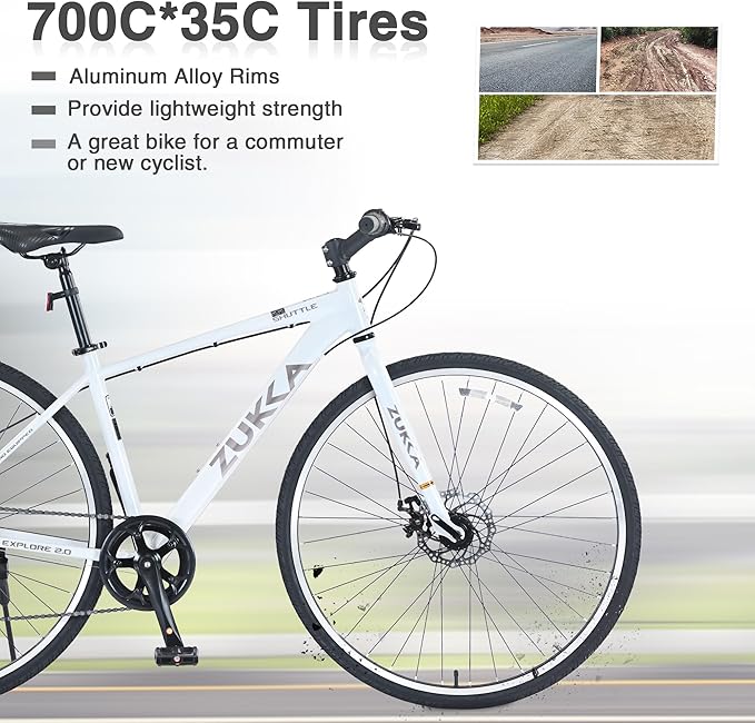 ZUKKA 700C Road Bike for Adult 7 Speed Road Bike Hybrid Road Bicycle Aluminum Frame/Dual-Disc Brakes/Multiple Colors